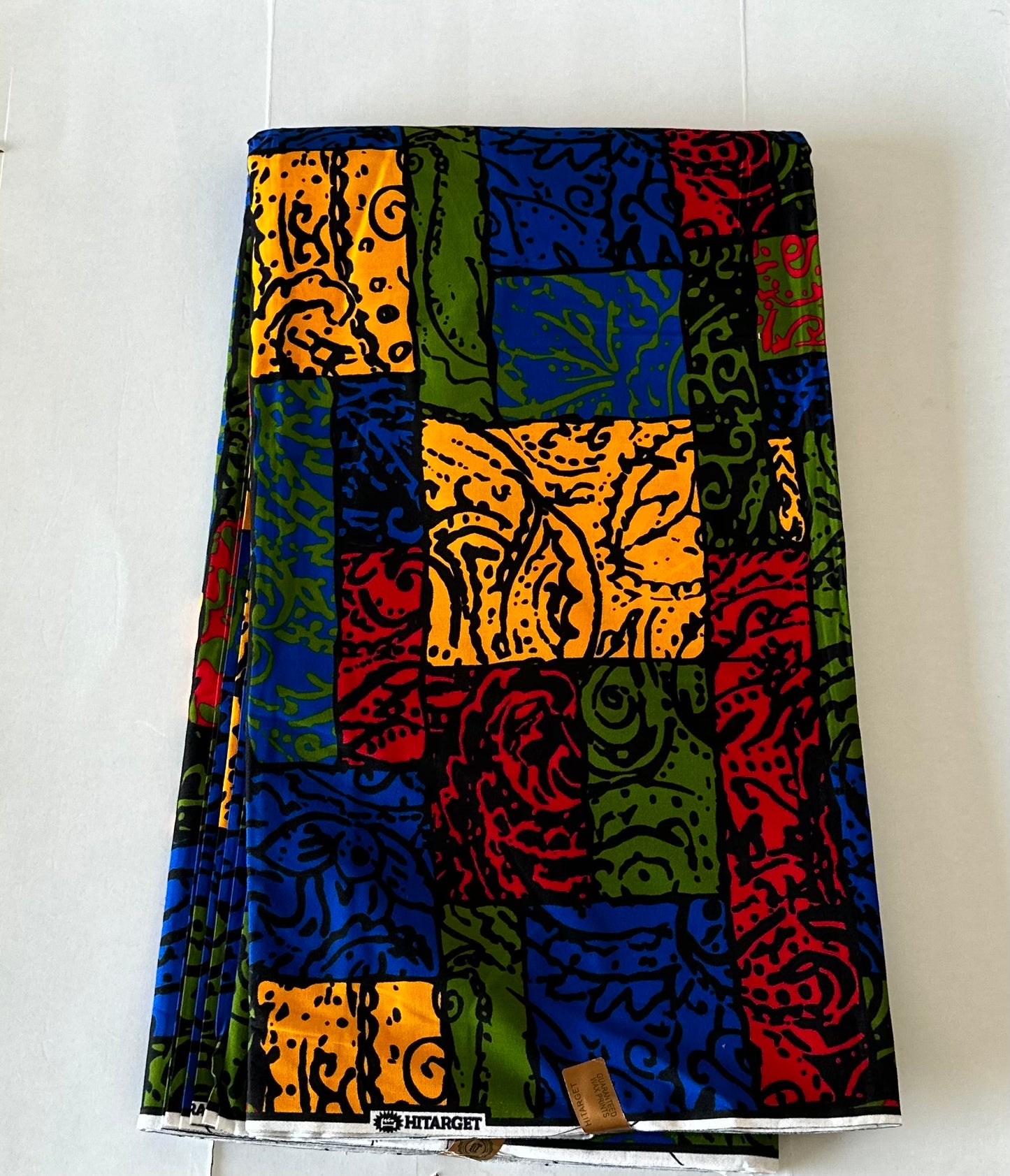 African Print Fabric, Ankara - Blue, Red, Green, Yellow Fabric