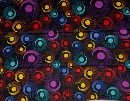 African Print Fabric, Ankara - Yellow, Red, Purple Fabric