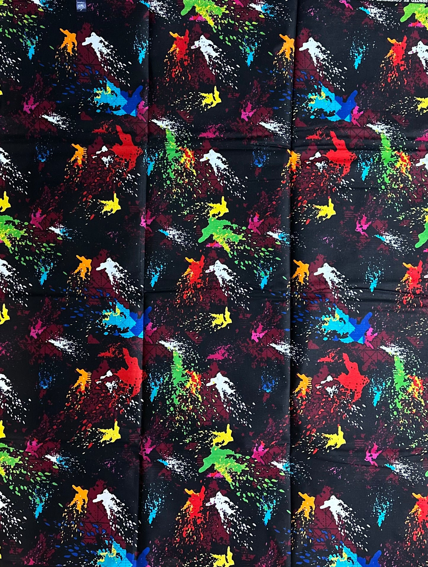 African Print Fabric, Ankara - Black Fabric