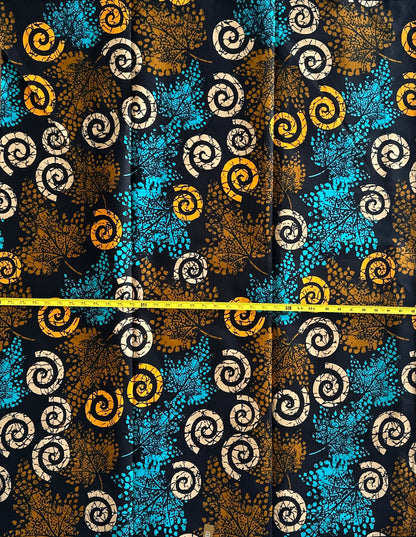 African Print Fabric, Ankara - Brown Fabric