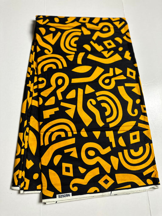 African Print Fabric, Ankara - Yellow Fabric