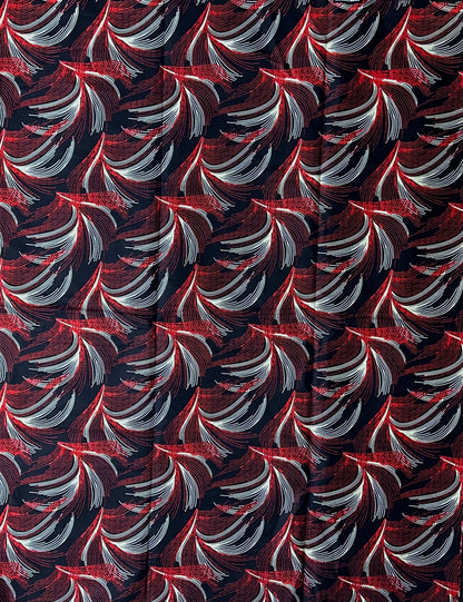 African Print Fabric, Ankara - Red, Black, Beige Fabric