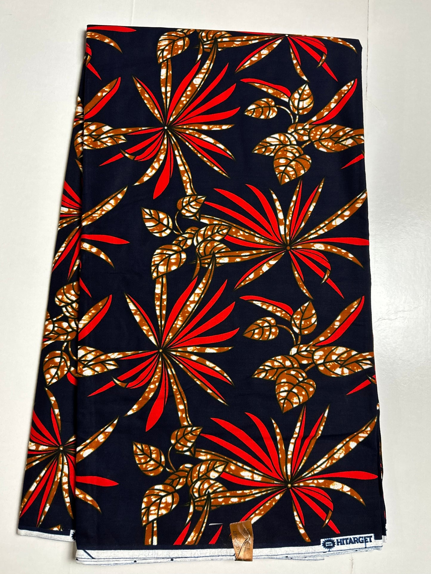 African Print Fabric, Ankara - Blue, Red, Brown Fabric