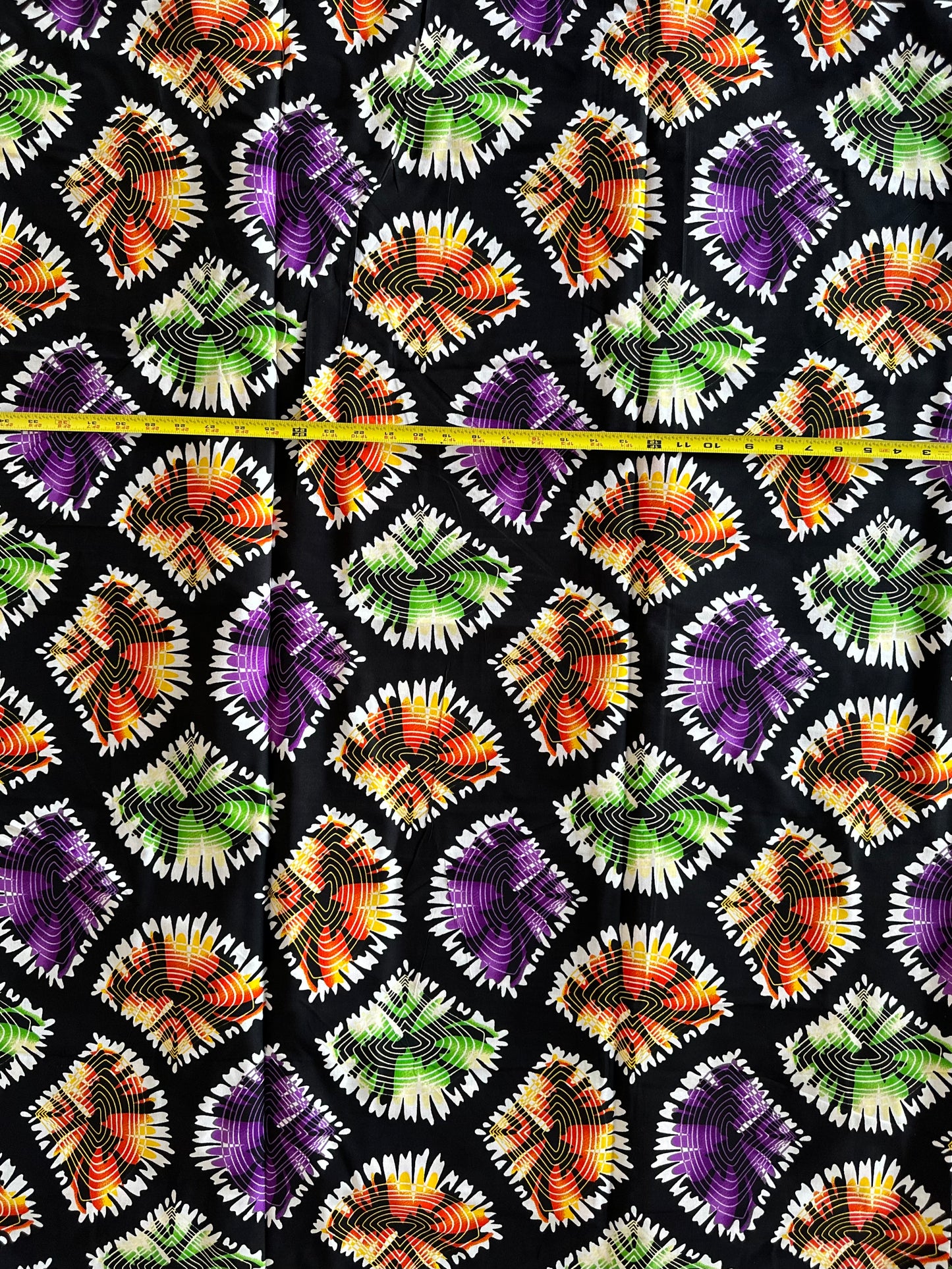 African Print Fabric, Ankara - Purple, Green, Orange Fabric