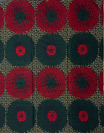 African Print Fabric, Ankara -Red, Green Fabric