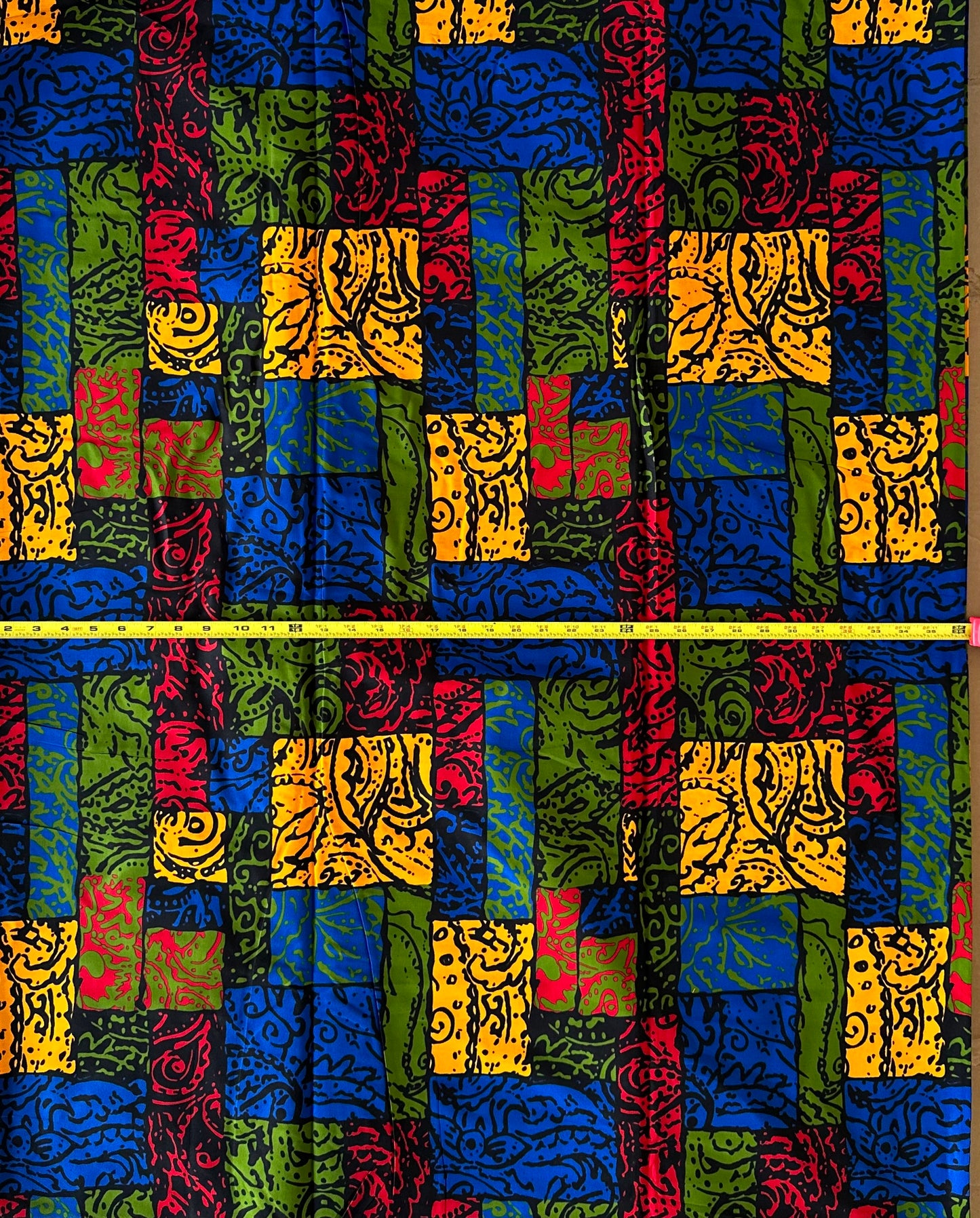 African Print Fabric, Ankara - Blue, Red, Green, Yellow Fabric