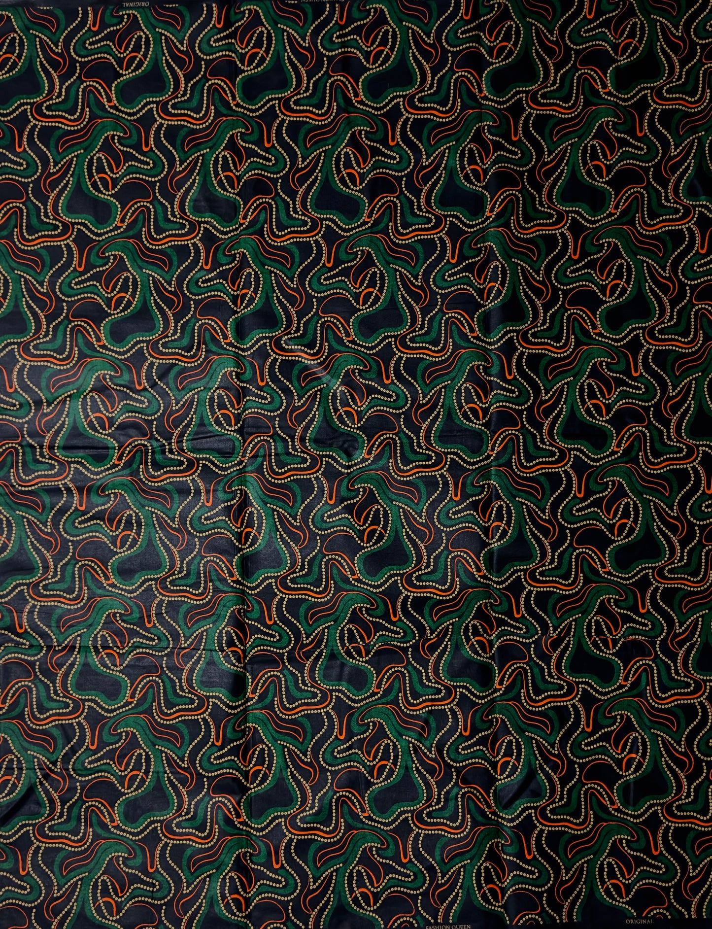 African Print Fabric - Green, Orange, Beige Ankara Fabric