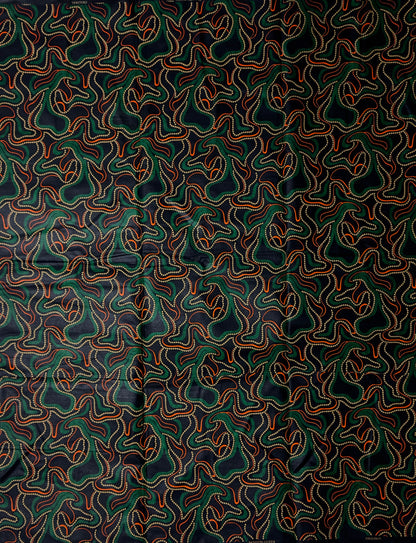 African Print Fabric - Green, Orange, Beige Ankara Fabric