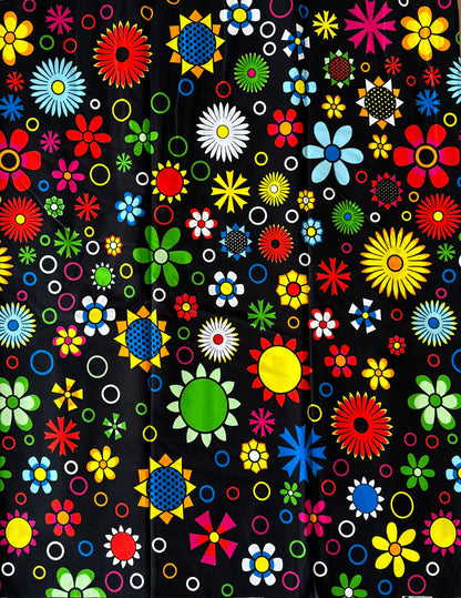 African Print Fabric, Ankara - Yellow, Green, Red Fabric
