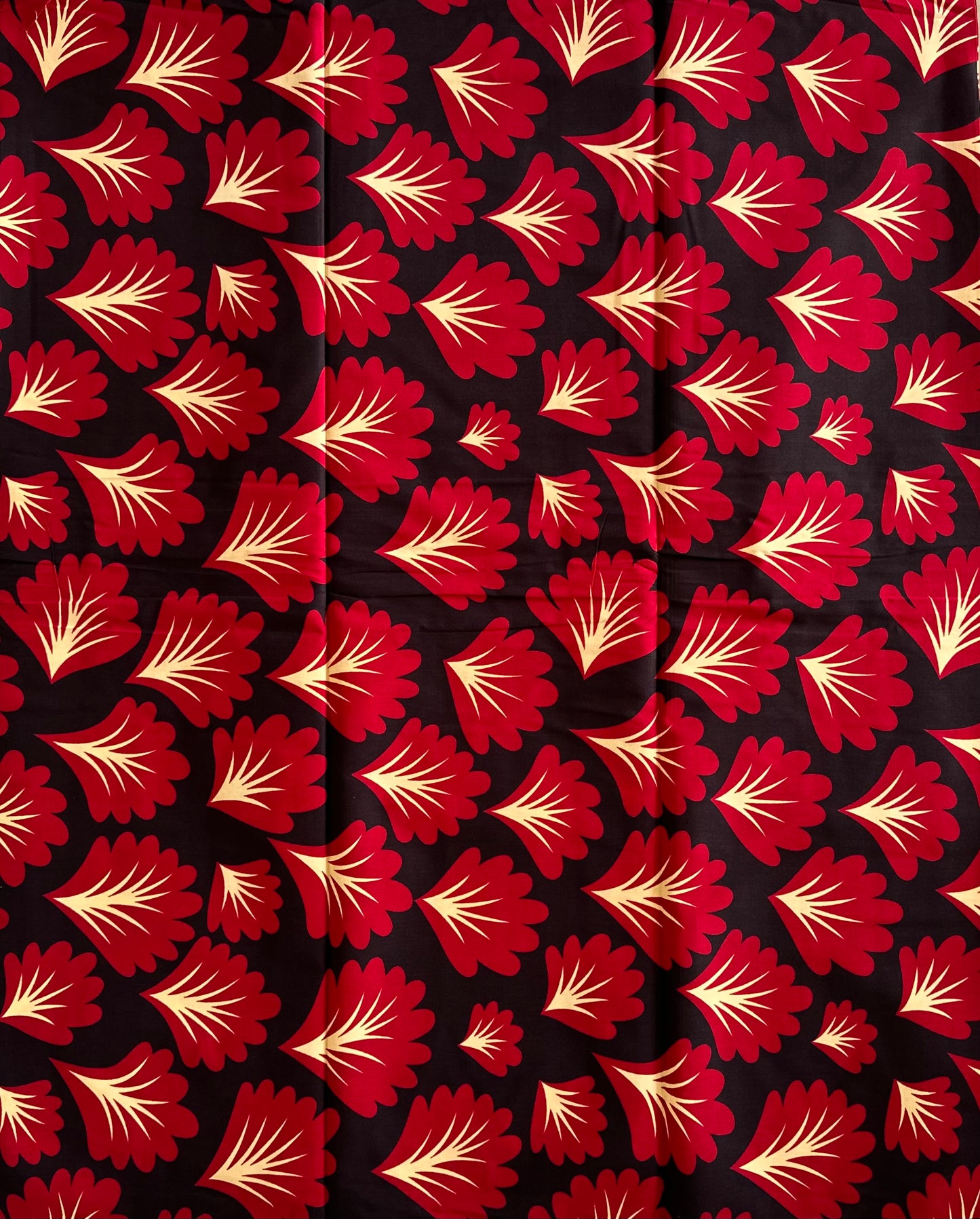 African Print Fabric, Ankara - Red, Beige Fabric