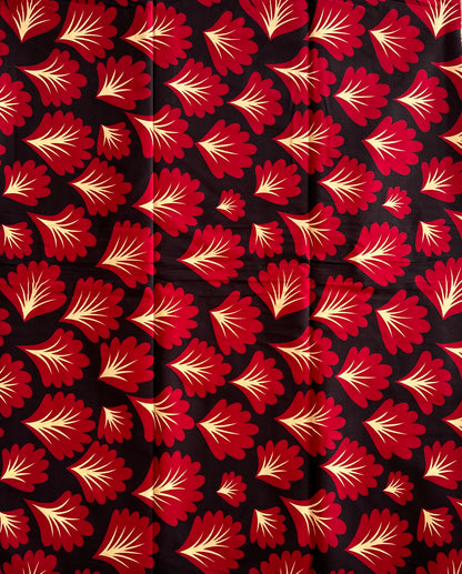 African Print Fabric, Ankara - Red, Beige Fabric