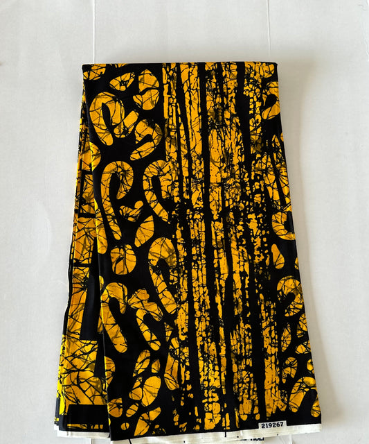 African Print Fabric, Ankara - Yellow Fabric