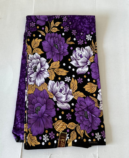 African Print Fabric, Ankara - Purple Fabric