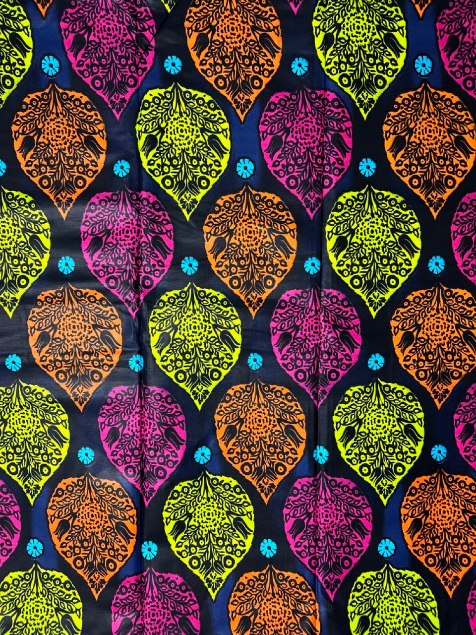 African Print Fabric, Ankara - Orange, Green, Pink Fabric