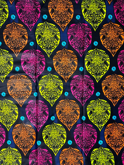 African Print Fabric, Ankara - Orange, Green, Pink Fabric
