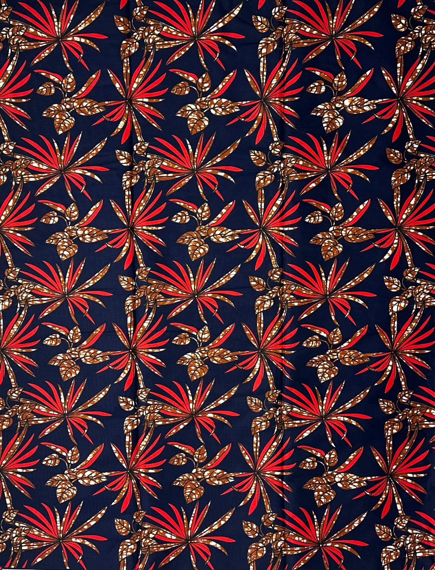 African Print Fabric, Ankara - Blue, Red, Brown Fabric