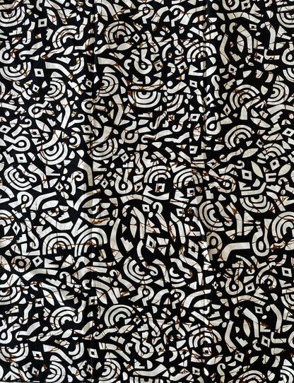 African Print Fabric, Ankara - White, Black Fabric