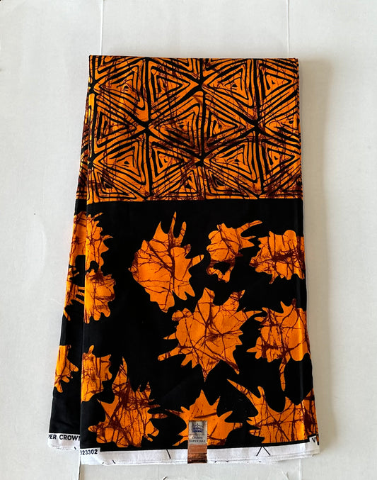 African Print Fabric, Ankara - Orange Fabric