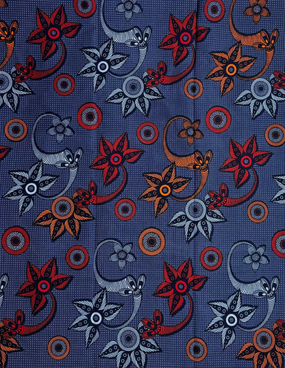 African Print Fabric, Ankara - Blue Fabric