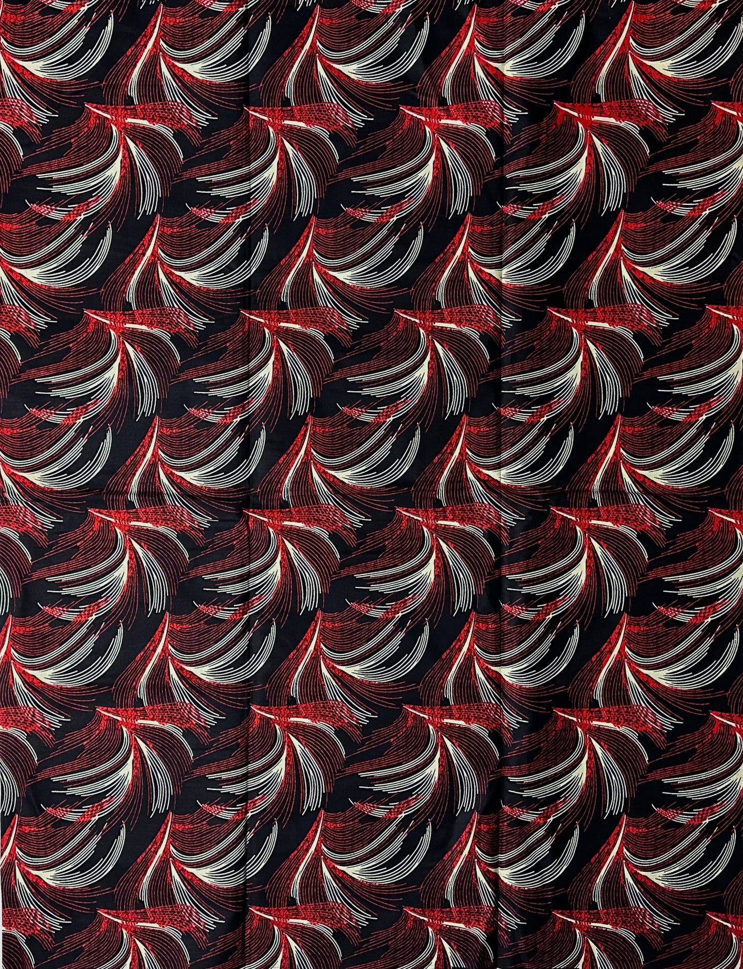 African Print Fabric, Ankara - Red, Black, Beige Fabric
