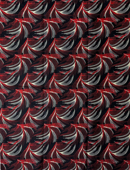African Print Fabric, Ankara - Red, Black, Beige Fabric
