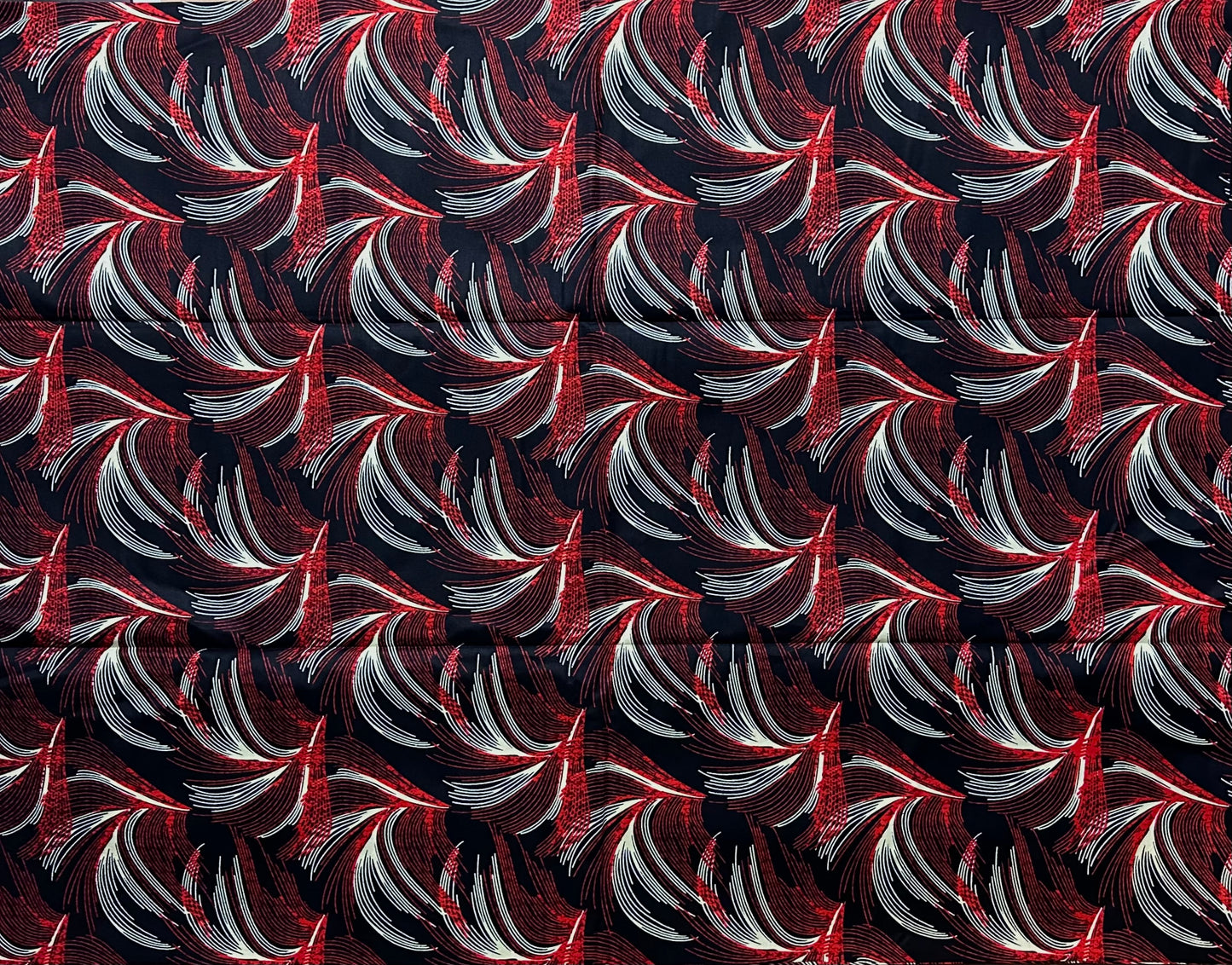 African Print Fabric, Ankara - Red, Black, Beige Fabric