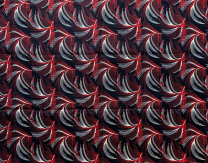 African Print Fabric, Ankara - Red, Black, Beige Fabric