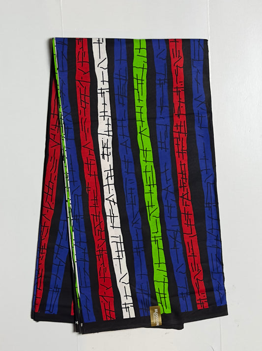 African Print Fabric, Ankara -Red, Green, Blue Fabric
