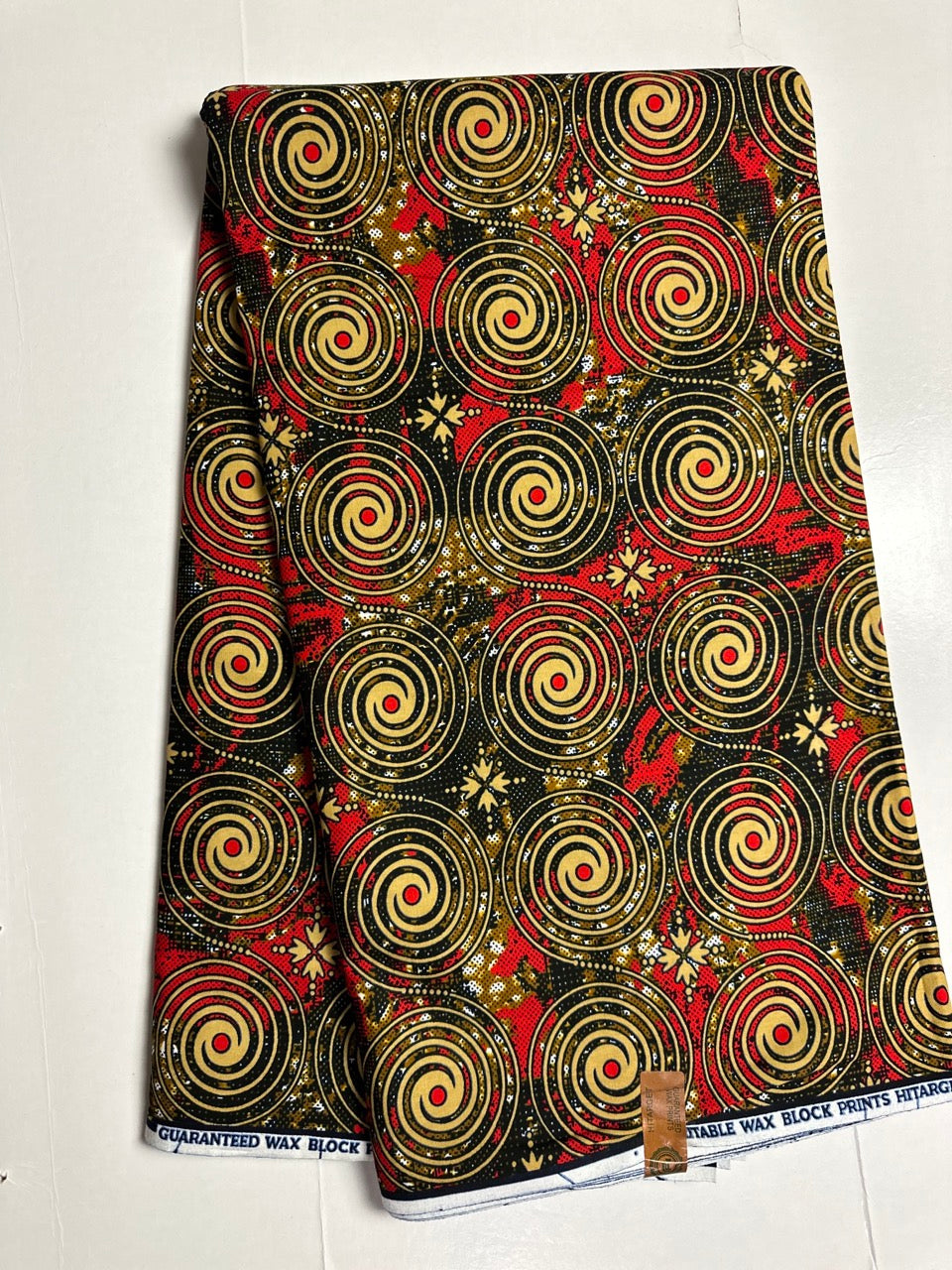 African Print Fabric, Ankara - Red, Marigold Fabric