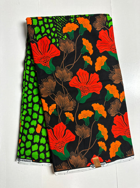 African Print Fabric, Ankara - Green Fabric