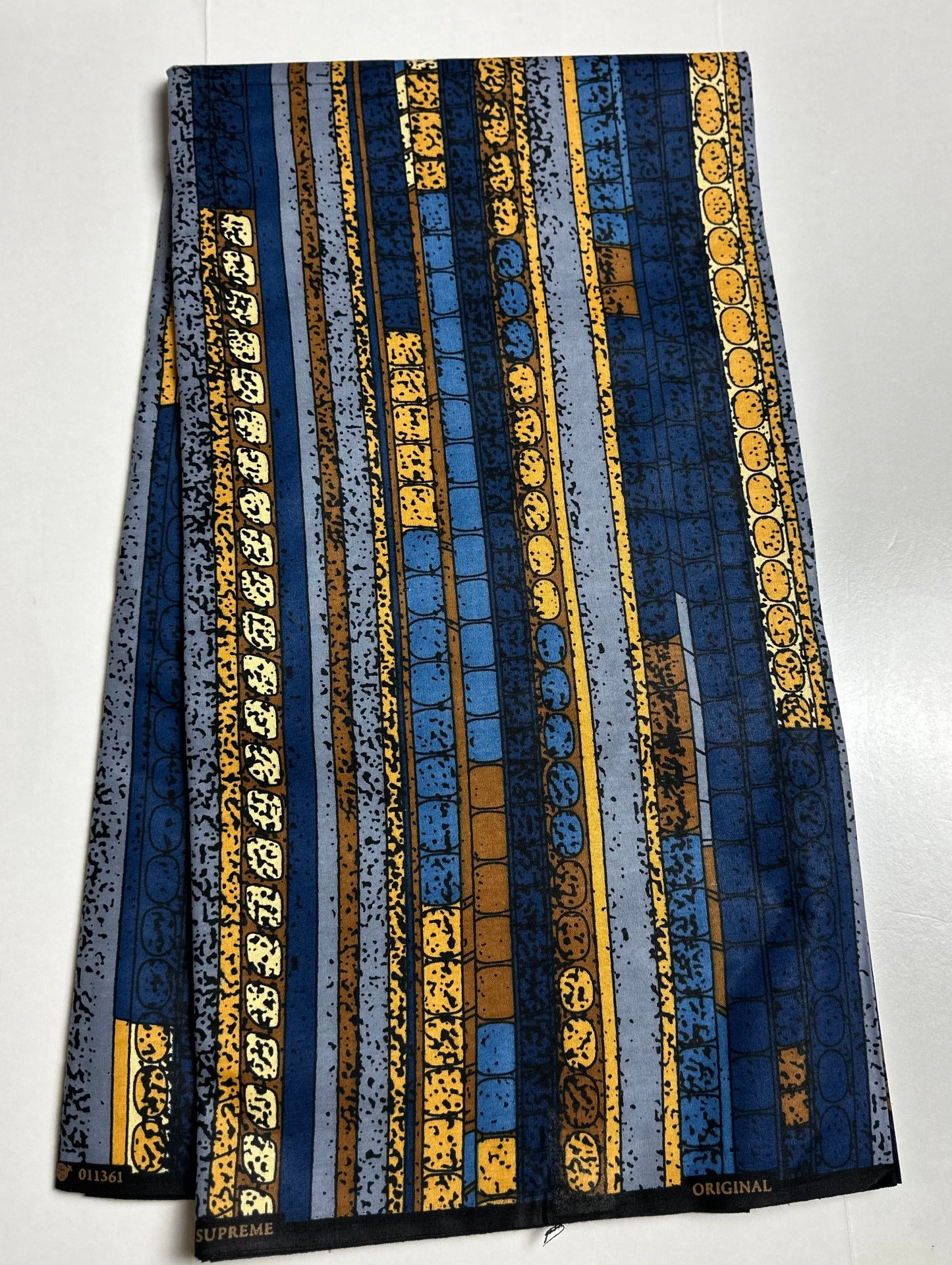 African Print Fabric, Ankara - Blue, Grey, Brown Fabric