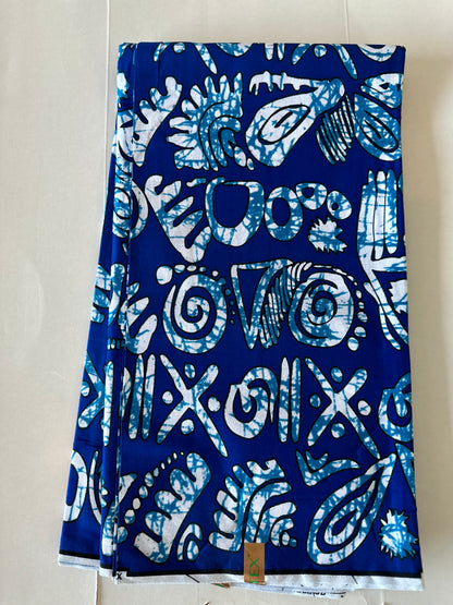 African Print Fabric, Ankara - Blue Fabric