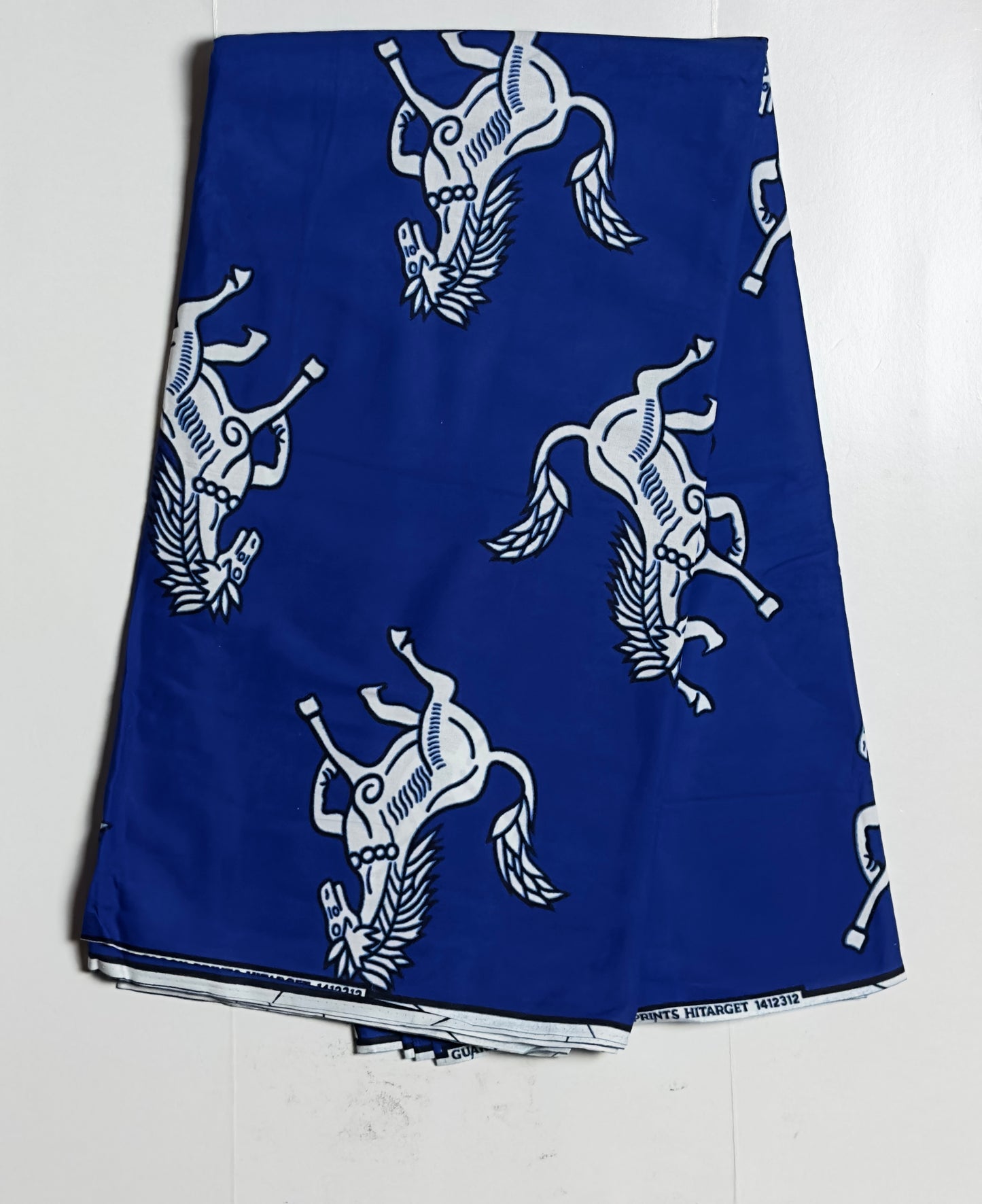 African Print Fabric, Ankara - Blue, White Fabric