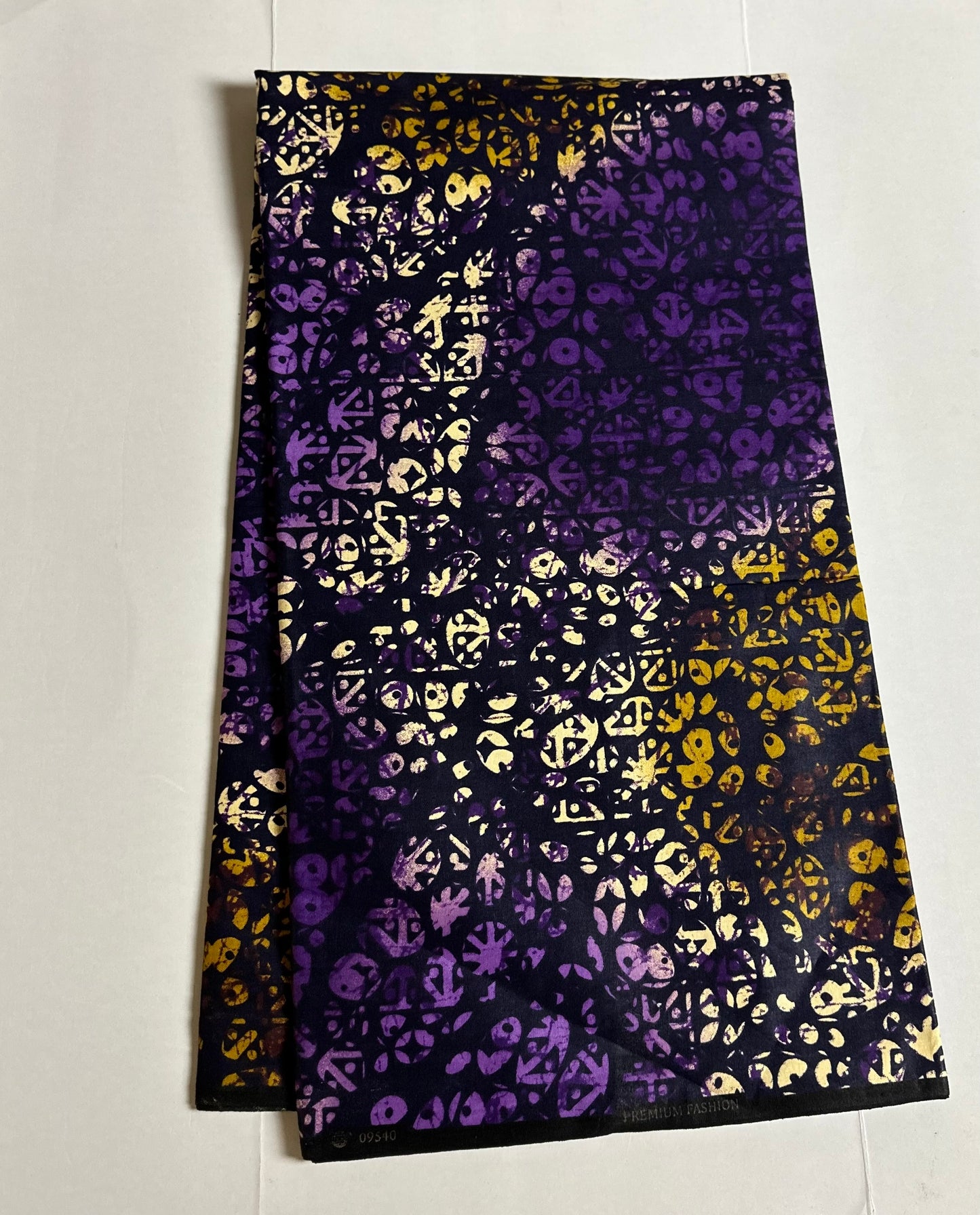 African Print Fabric, Ankara - Purple, Beige Fabric