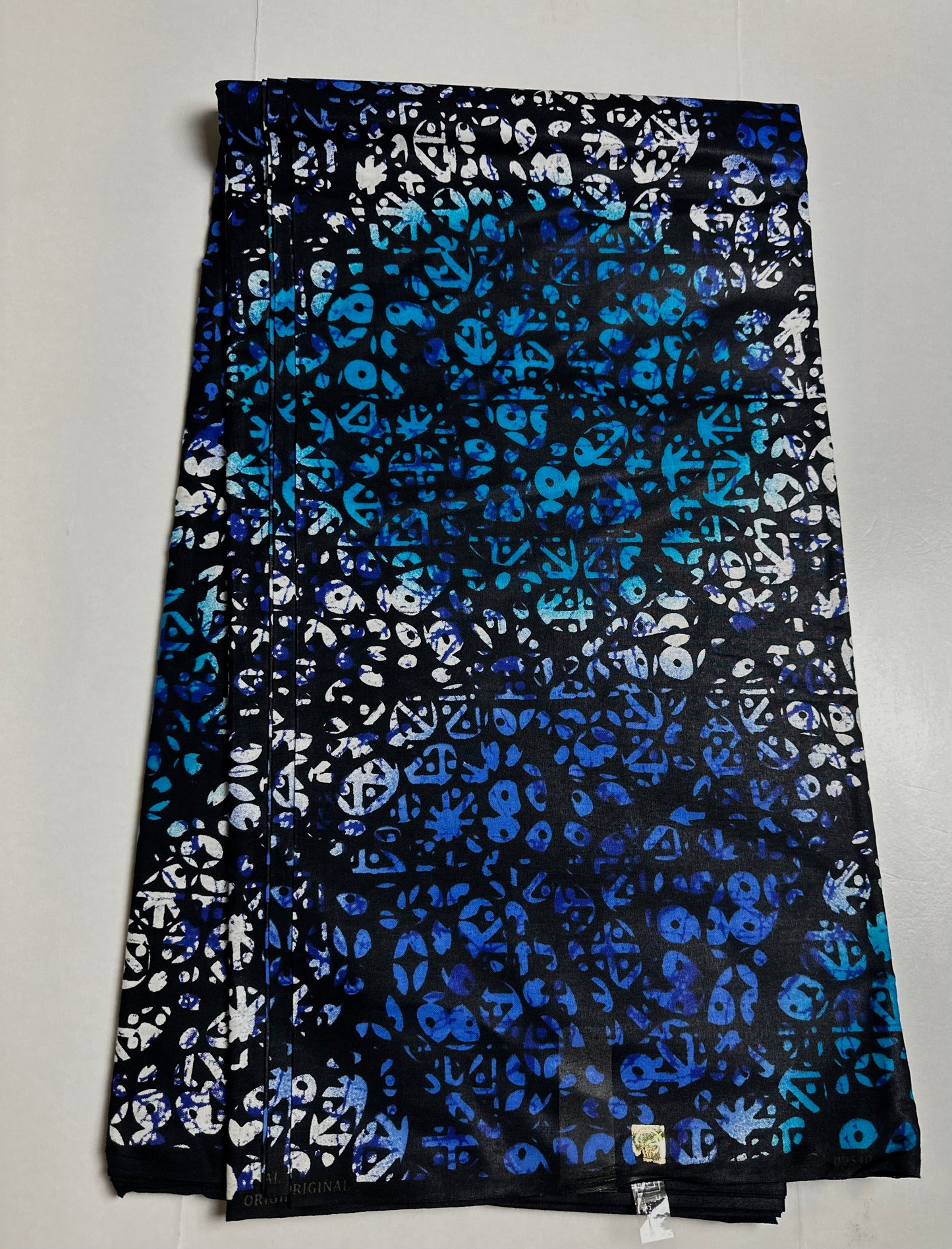 African Print Fabric, Ankara - Blue, White Fabric