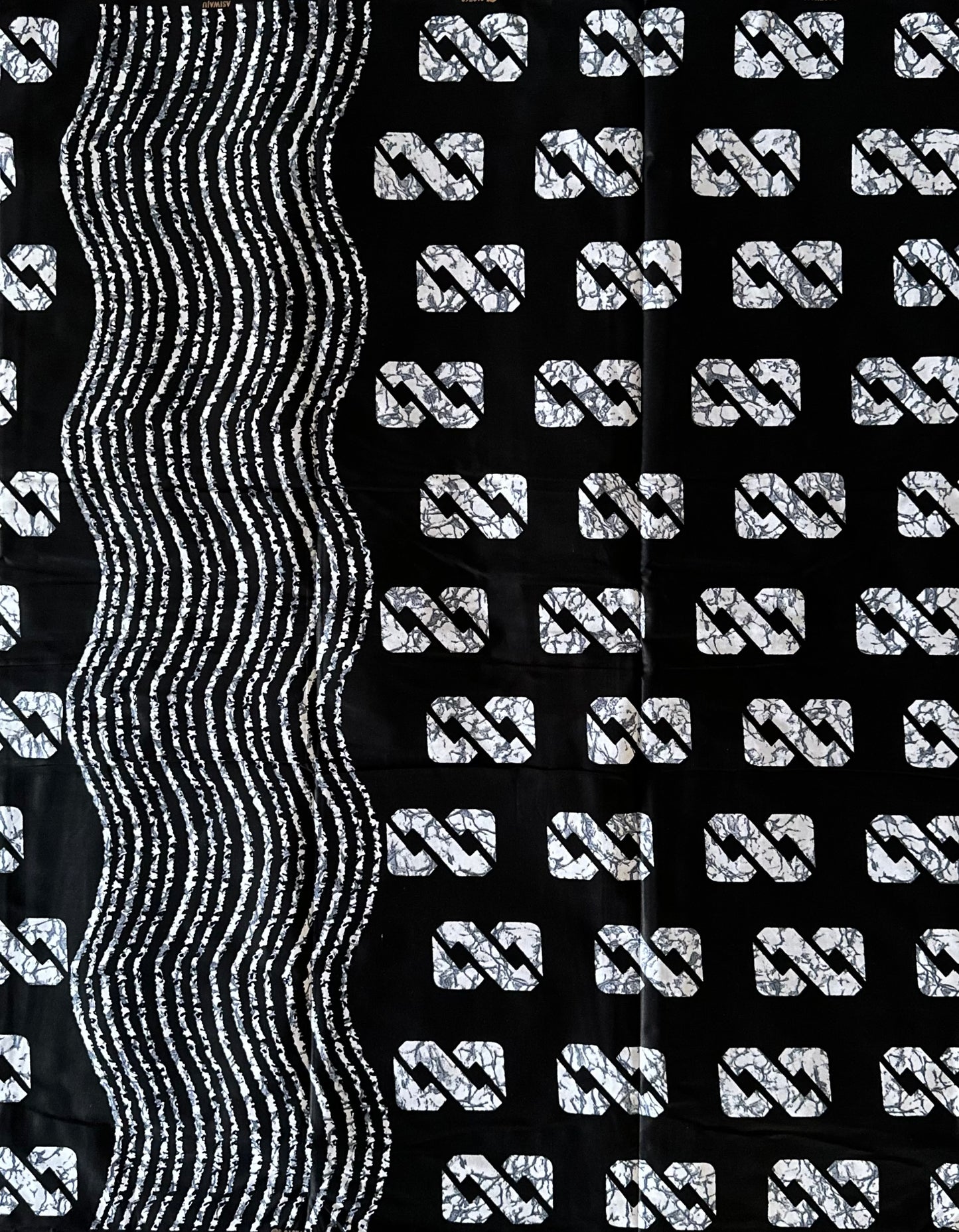 African Print Fabric, Ankara- White, Black Fabric