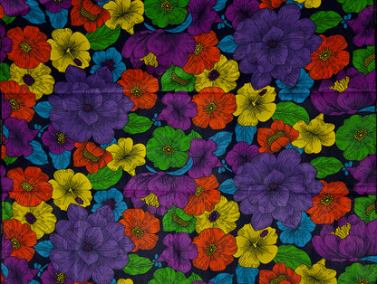 African Print Fabric, Ankara - Yellow, Purple, Orange, Green Fabric
