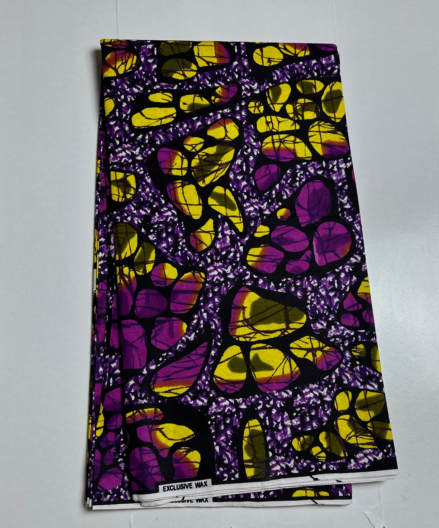 African Print Fabric, Ankara - Purple, Yellow Fabric