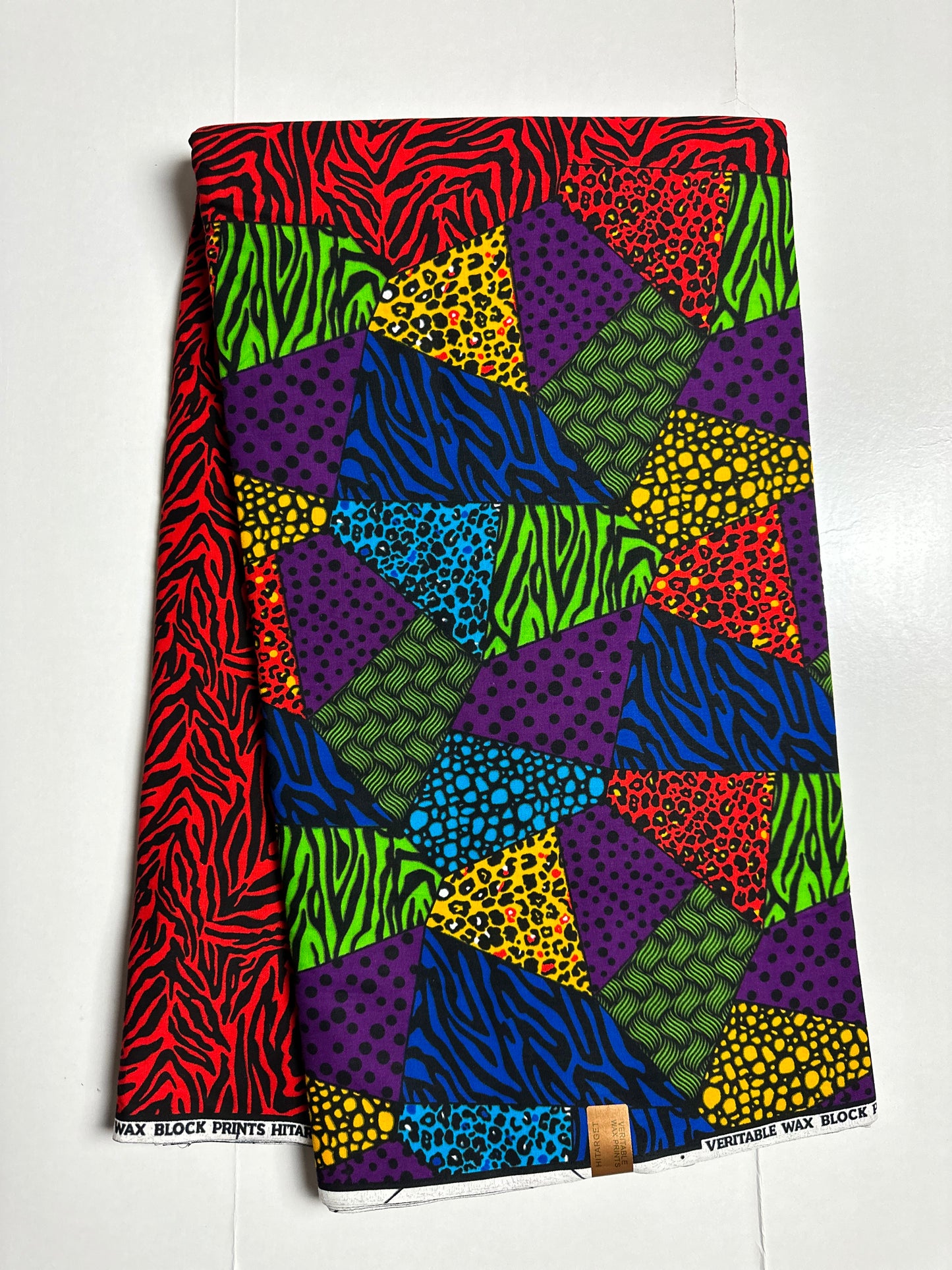African Print Fabric, Ankara - Red, Purple, Green Fabric
