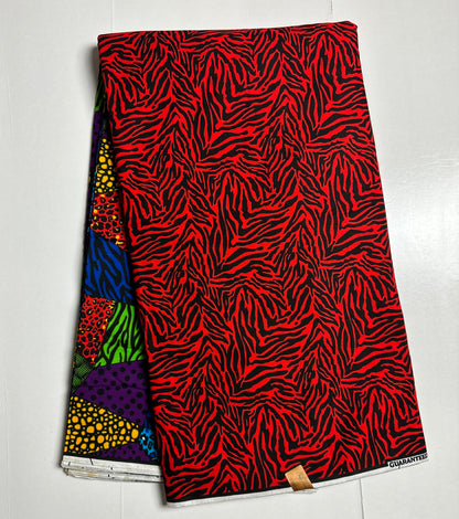 African Print Fabric, Ankara - Red, Purple, Green Fabric