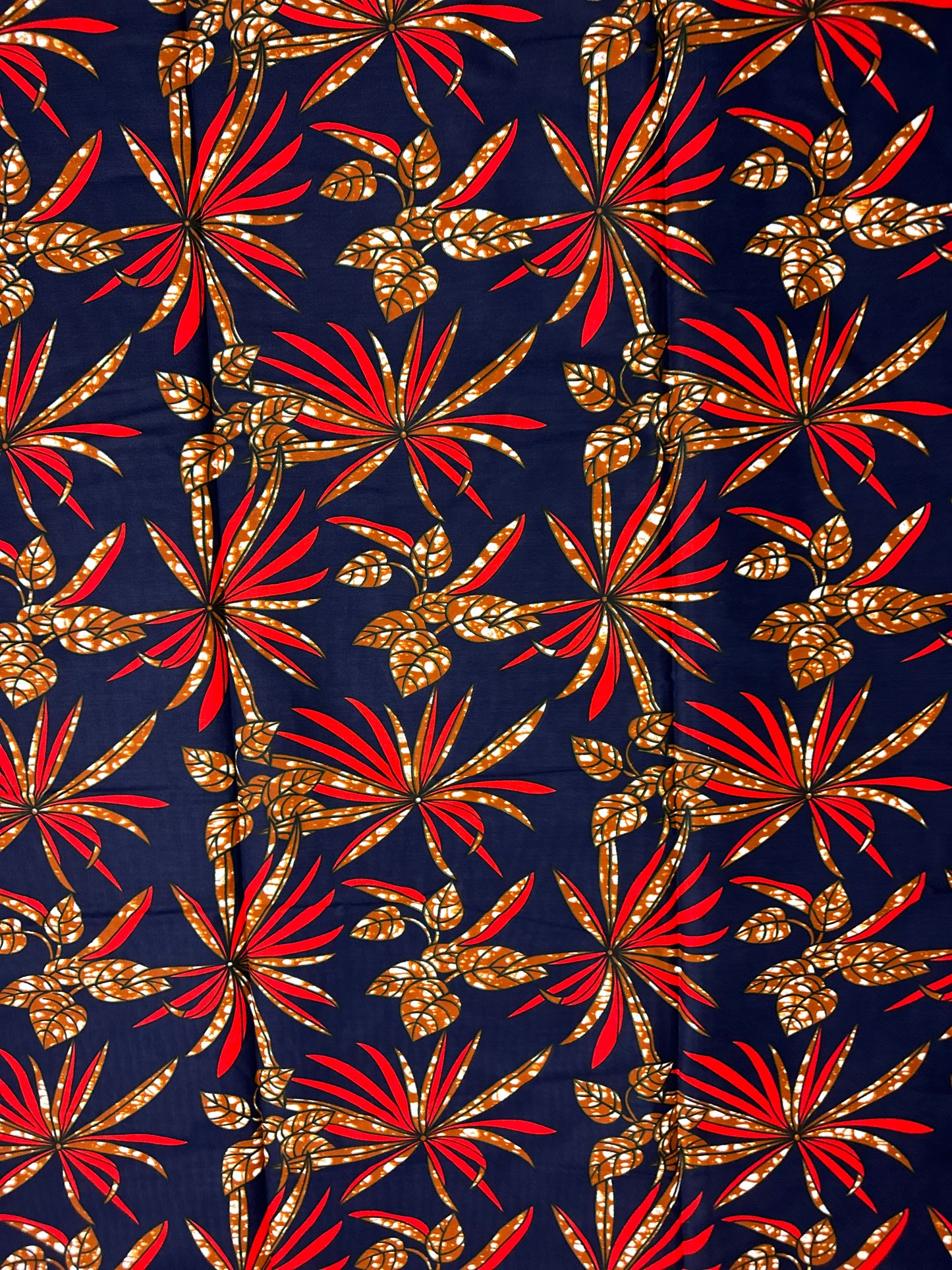 African Print Fabric, Ankara - Blue, Red, Brown Fabric