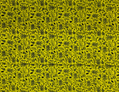 African Print Fabric, Ankara - Yellow, Black Fabric