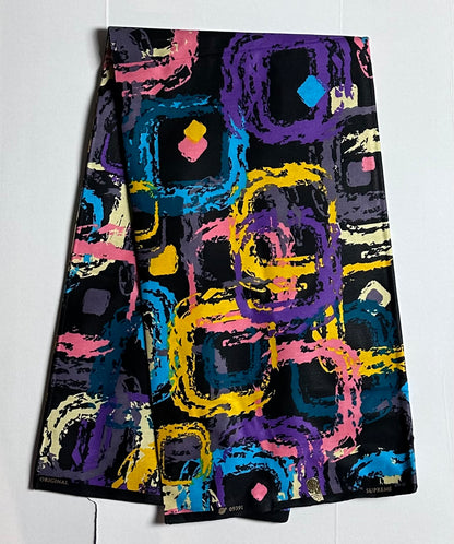 African Print Fabric, Ankara - Purple, Blue, Pink, Yellow Fabric