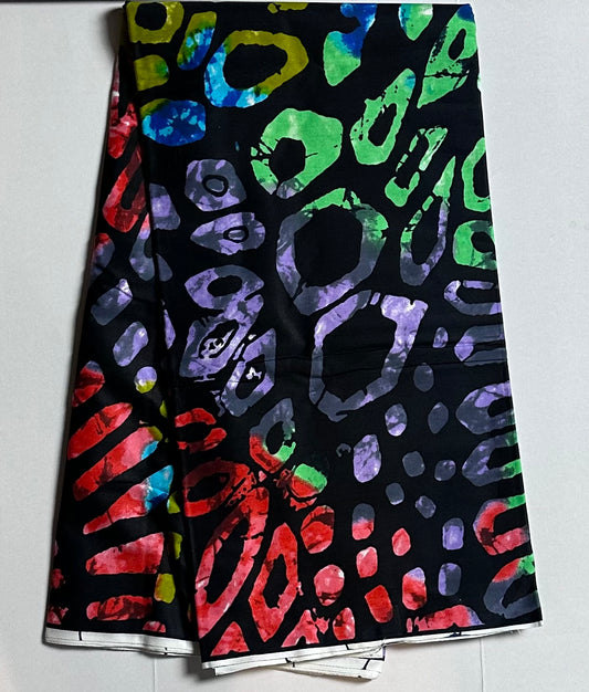 African Print Fabric, Ankara - Blue, Red, Green Fabric