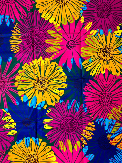 African Print Fabric, Ankara - Blue, Yellow, Pink Fabric