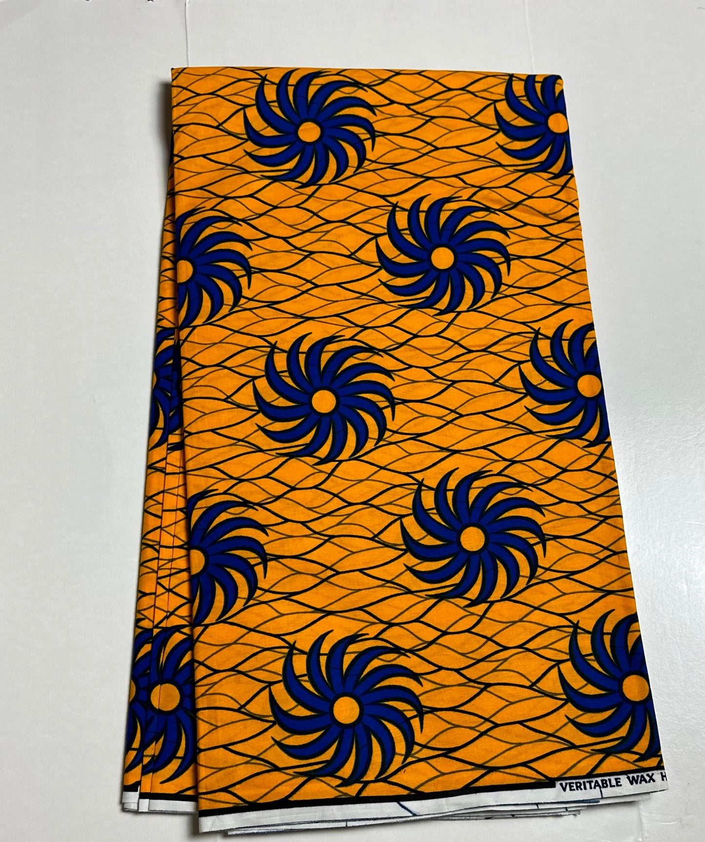 African Print Fabric, Ankara - Yellow, Blue Fabric