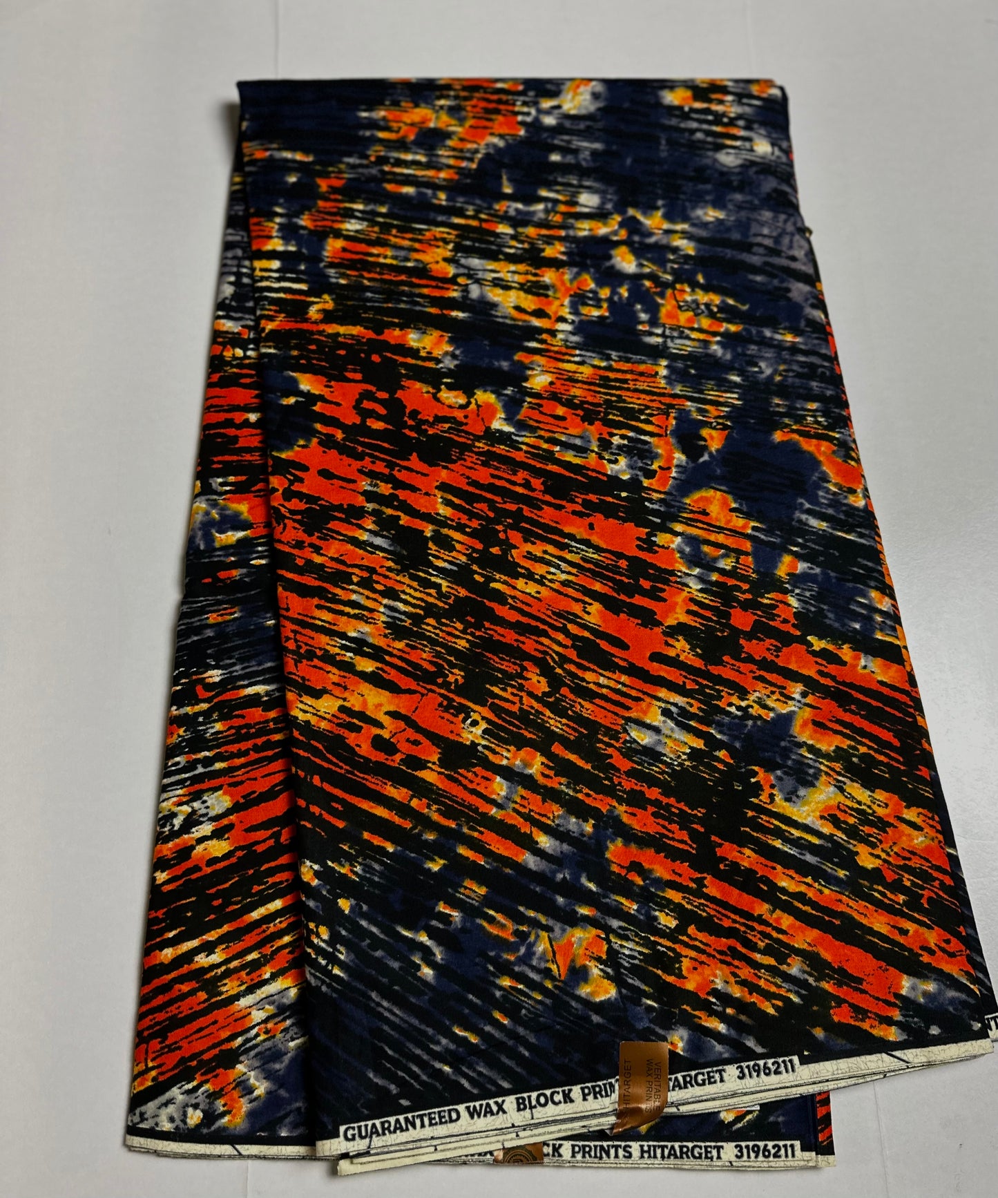 African Print Fabric, Ankara - Blue, Orange Fabric