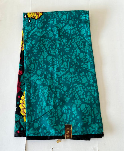 African Print Fabric, Ankara - Teal Fabric