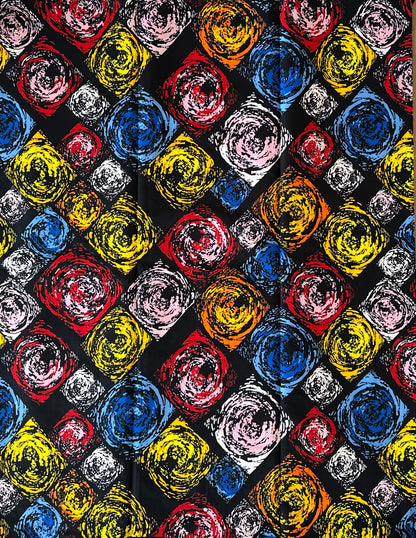 African Print Fabric, Ankara - Red, Blue, Yellow Fabric