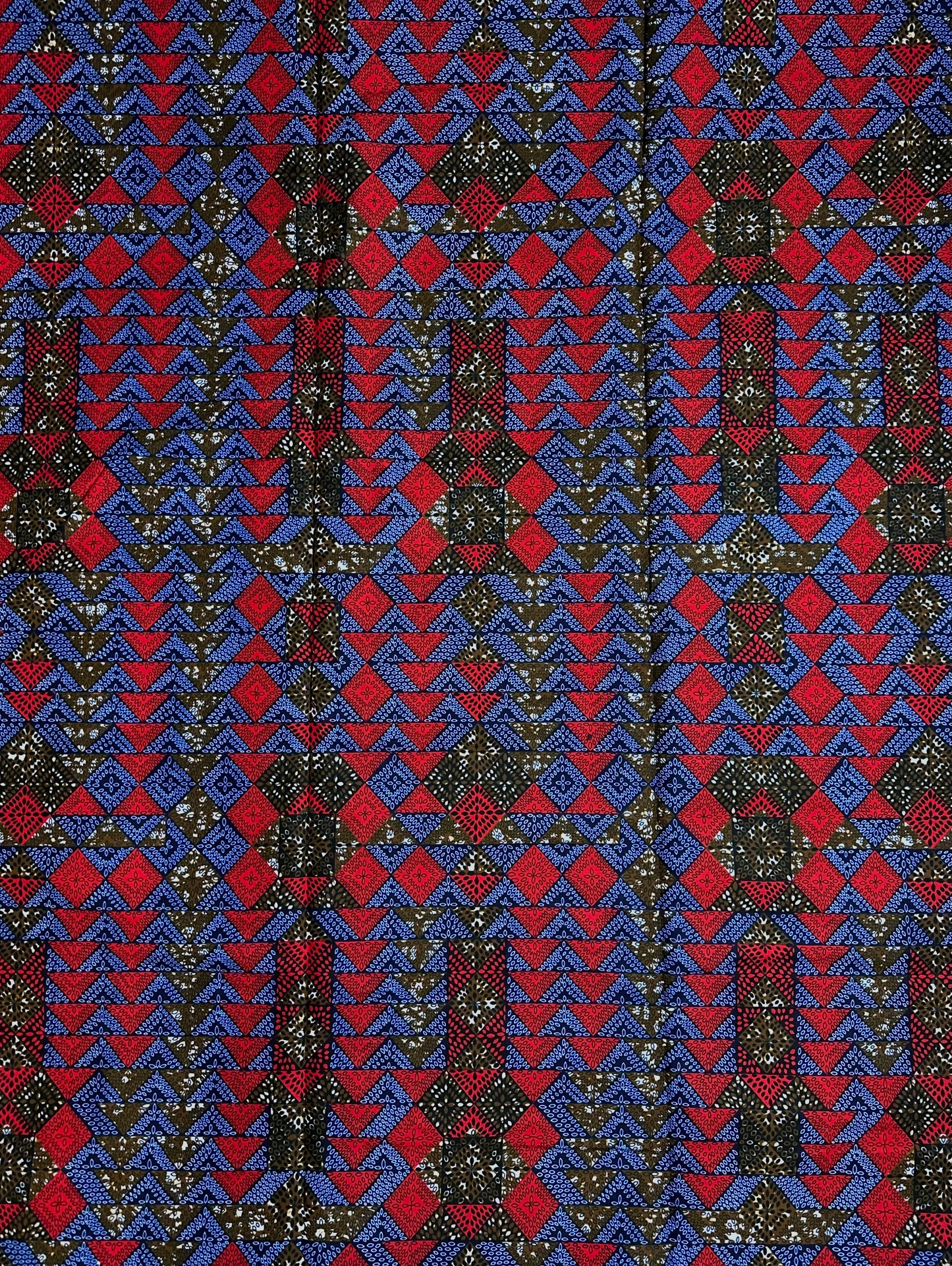 African Print Fabric, Ankara - Blue, Red Fabric
